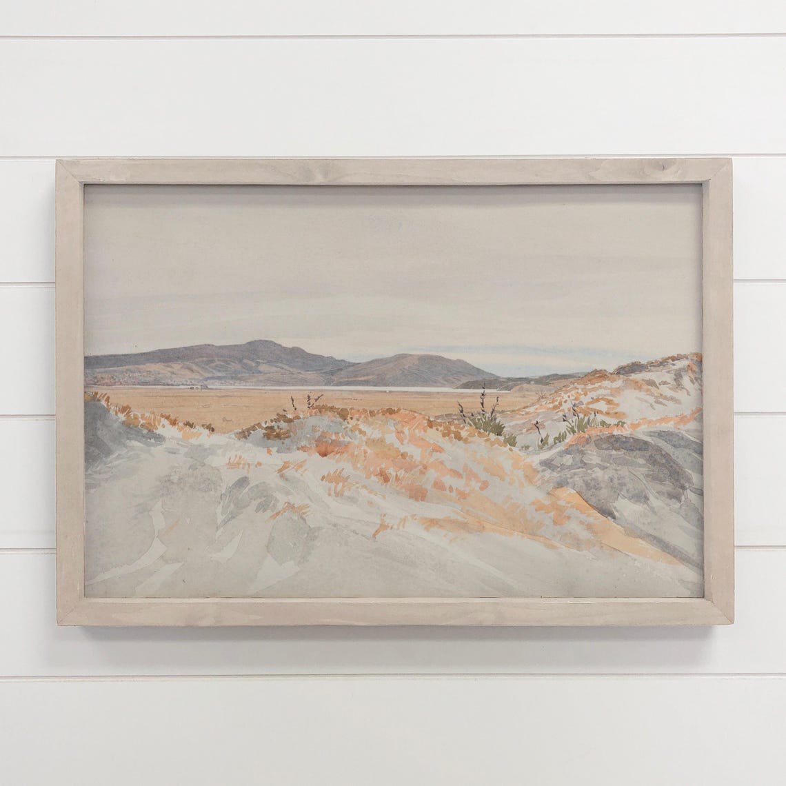 Serene Muted Desert Dunes Soft Watercolor Calm Landscape Art Print