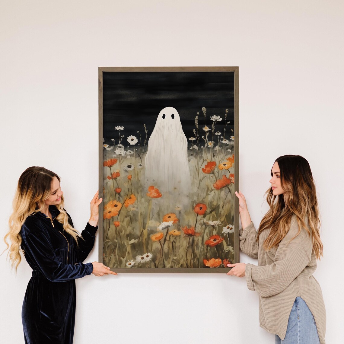 In Wildflowers Halloween Nature Canvas Art Framed Wooden Sign
