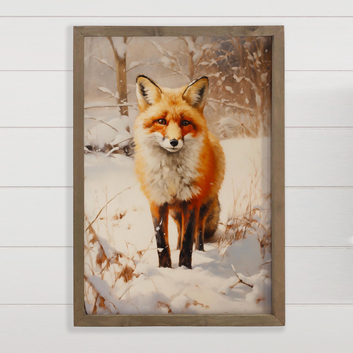 Red Fox in White Snow, Wildlife Art Print