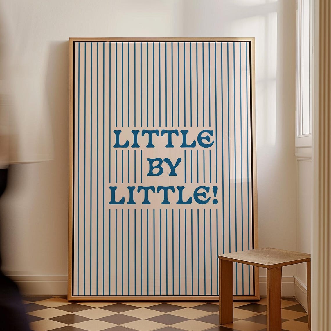 Little By Little Motivational Retro Striped Typography Poster