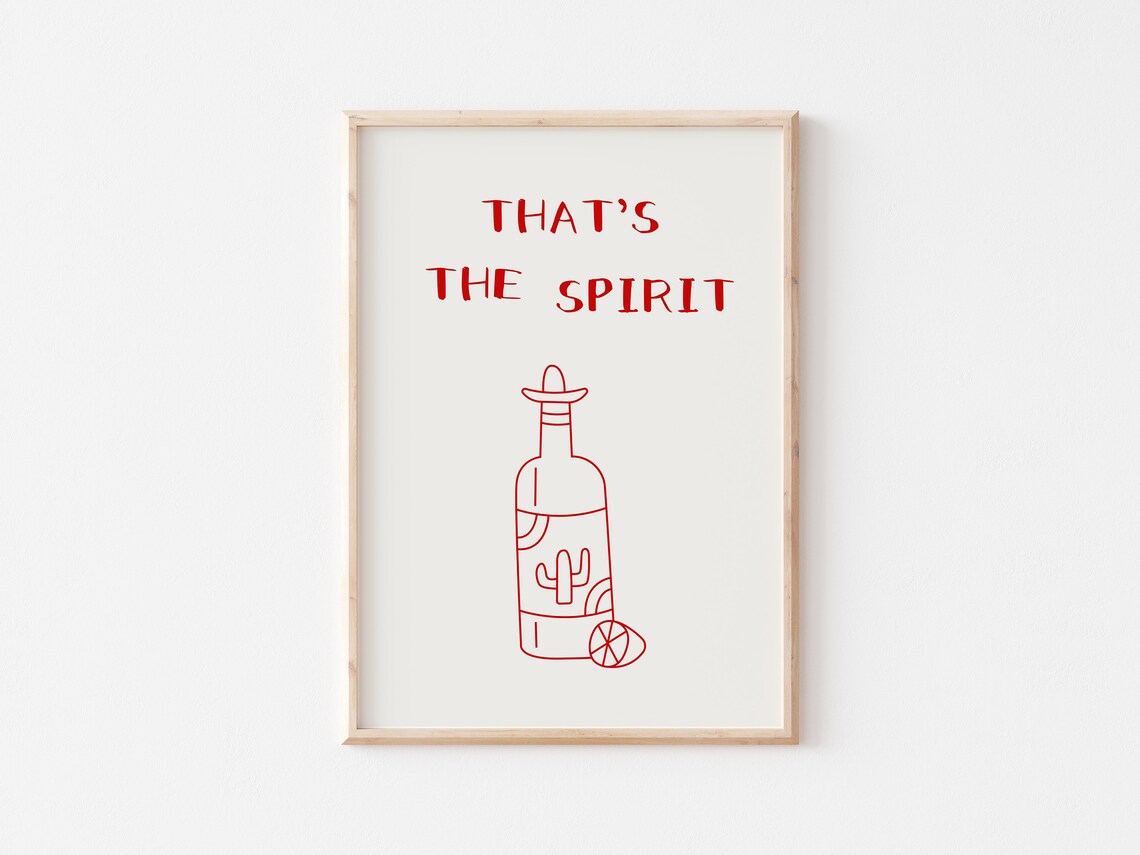 That Is the Spirit Tequila Bottle Line Art Bar Cart Drink Poster - Image 5