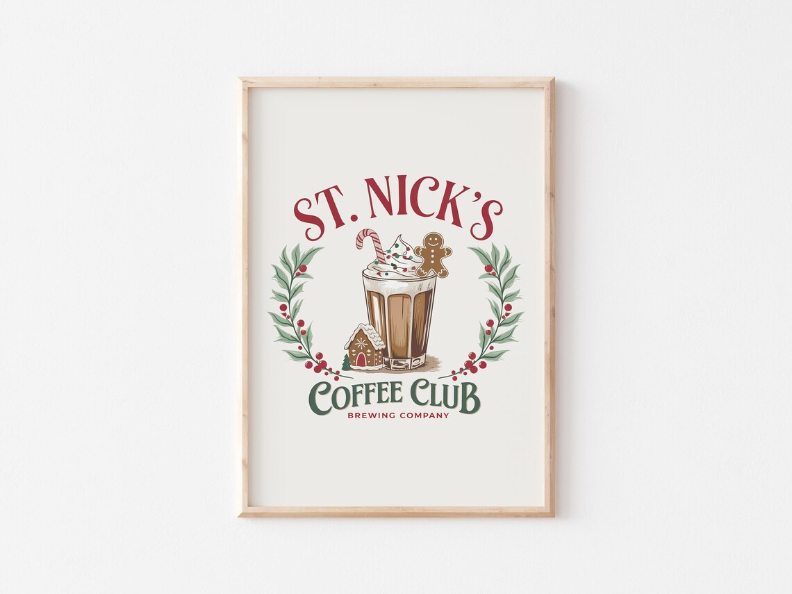 St Nicks Coffee Club Festive Christmas Kitchen Art - Image 4