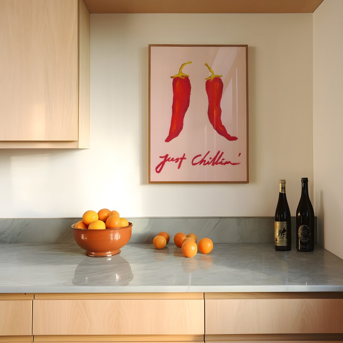 Just Chillin Print Chilli Poster Retro Kitchen Wall Art Trendy Kitchen Art Aesthetic Kitchen Decor Funny Chilli Print - Image 4