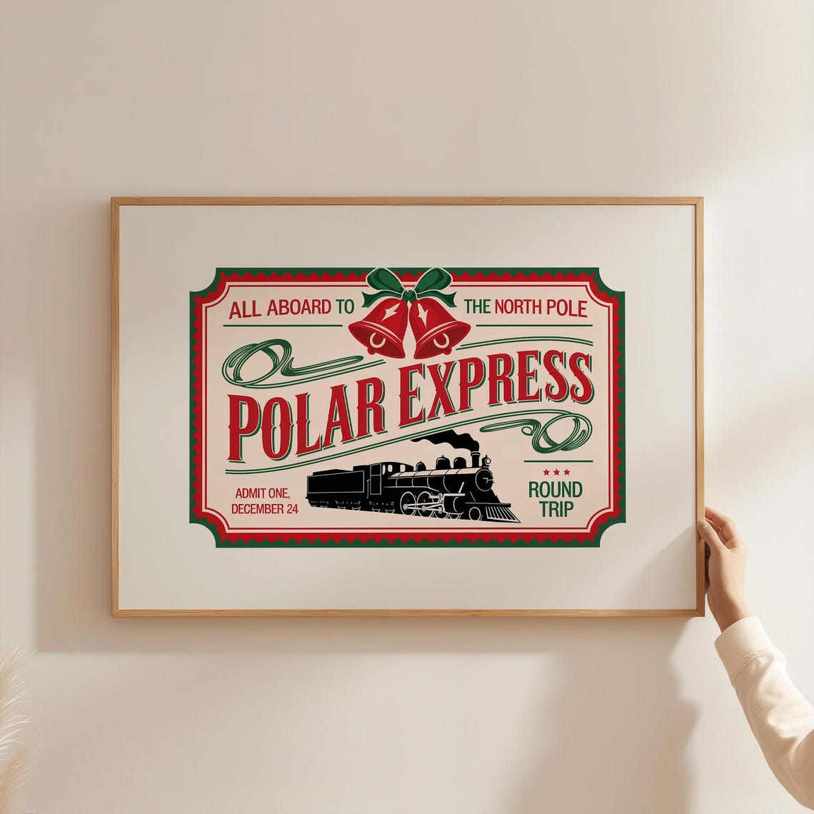 Polar Express Single North Pole Ticket Vintage Christmas Art Poster
