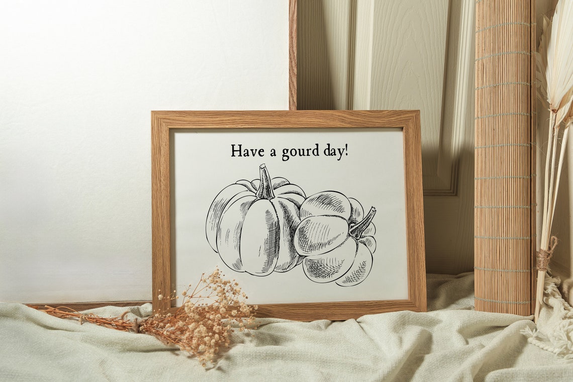 Have a Gourd Day Funny Pumpkin Sketch Fall Pun Harvest Poster - Image 2