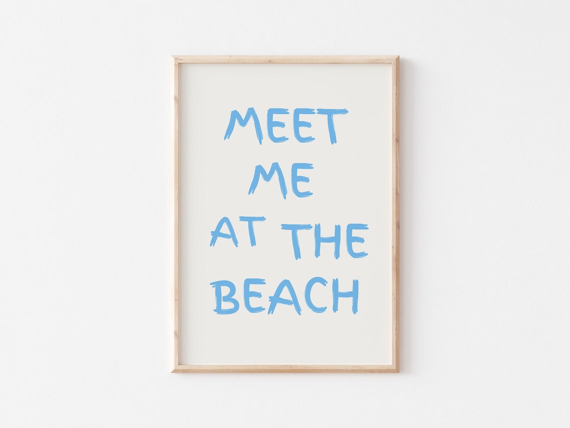 Meet Me At The Beach Bold Blue Brush Lettering Coastal Poster - Image 4