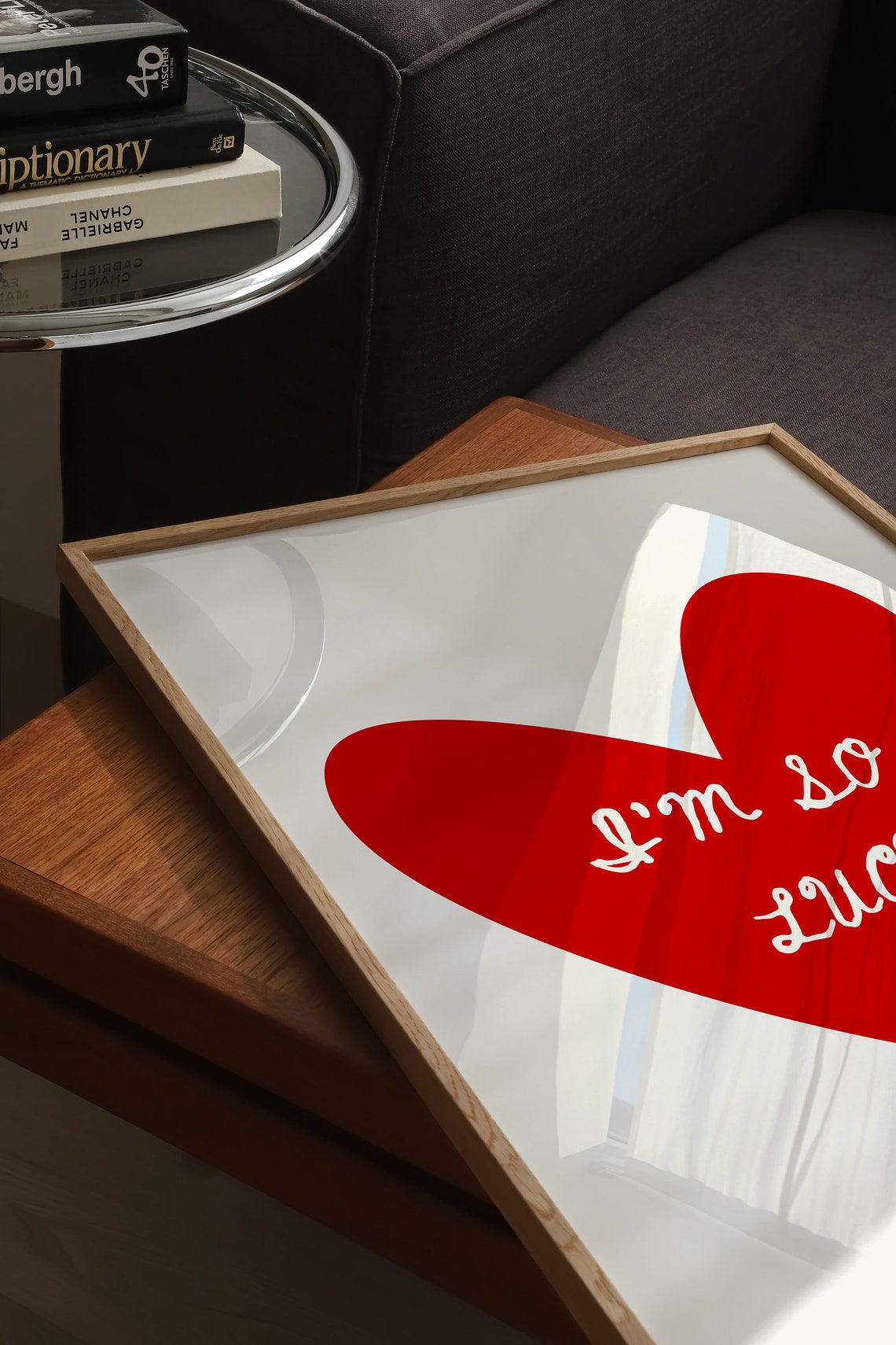I Am So Lucky Red Heart Handwritten Affirmation Minimalist Art Poster - Image 5