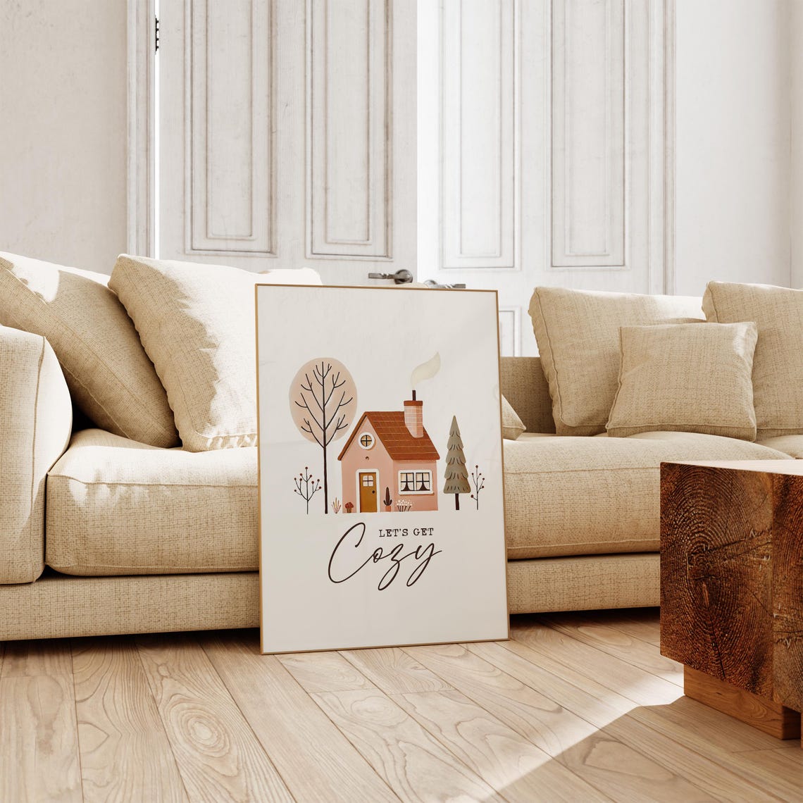 Lets Get Cozy Fall Cottage House Rustic Autumn Home Decor Poster - Image 3