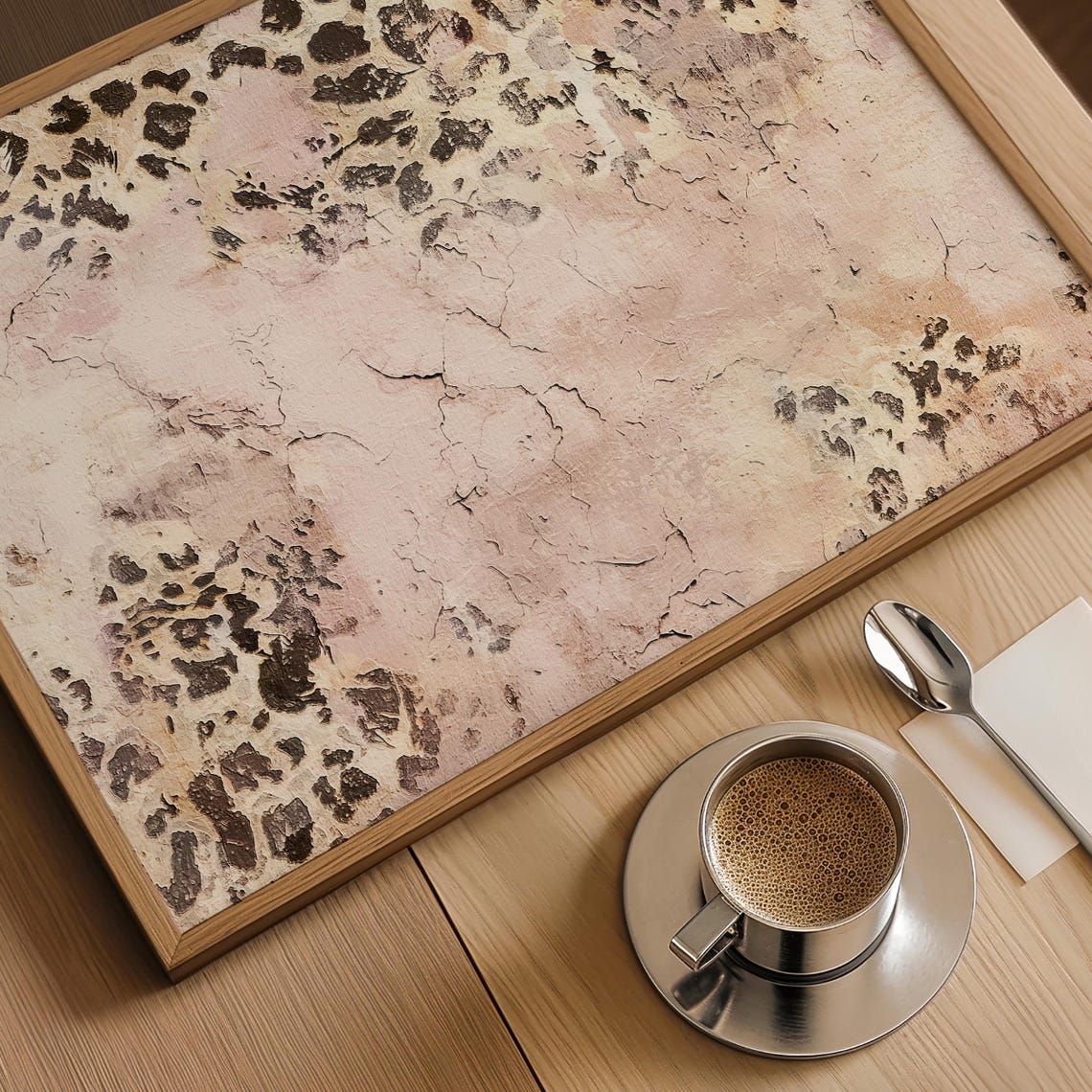 Blush Pink Leopard Print Textured Vintage Abstract Painting Print - Image 3