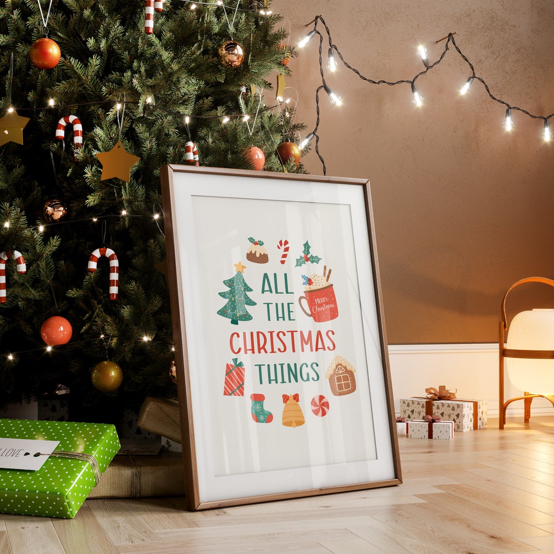 All the Christmas Things Retro Flat Illustration Holiday Art Poster - Image 2
