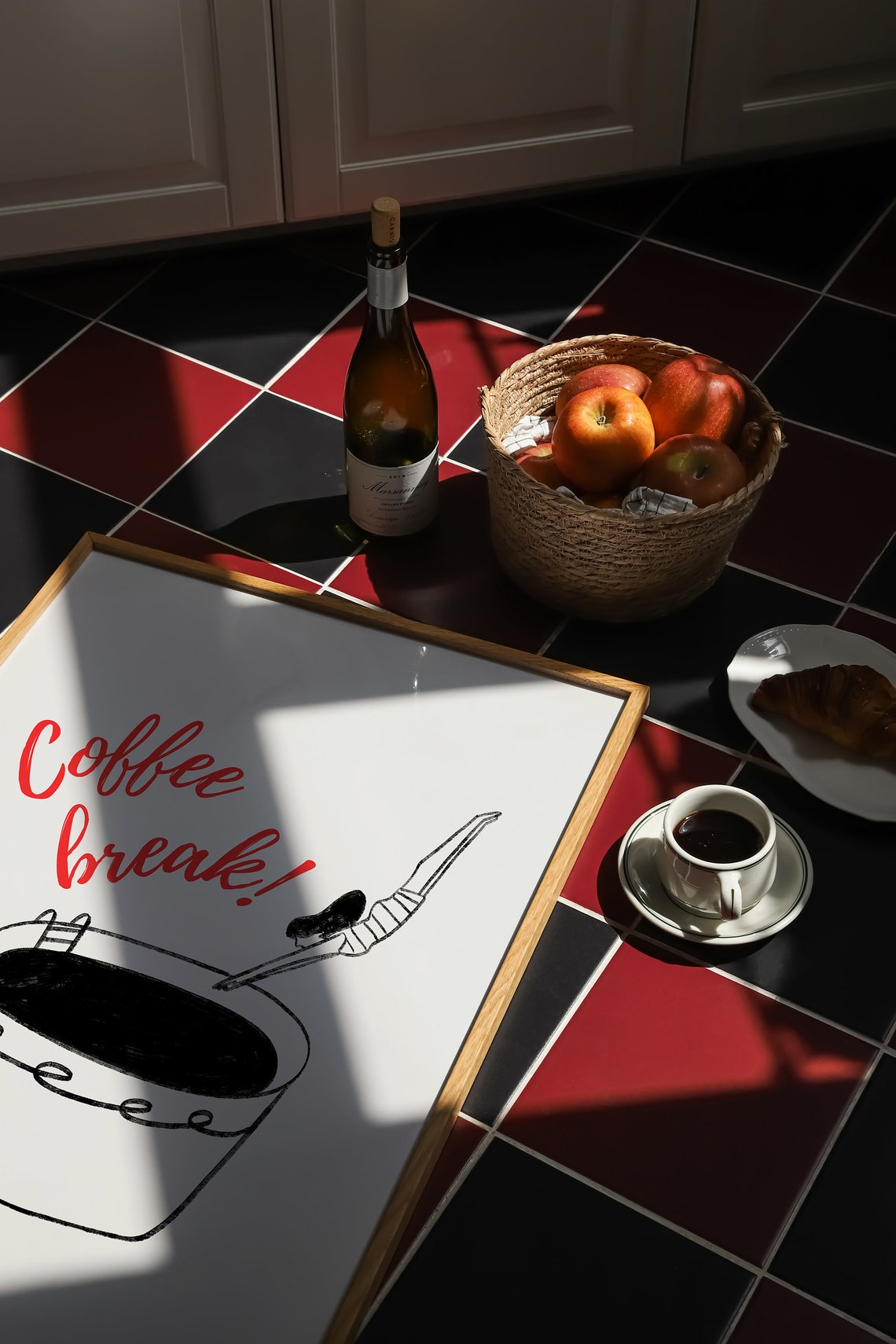 Coffee Break Funny Diver Diving into a Giant Coffee Cup Poster - Image 3