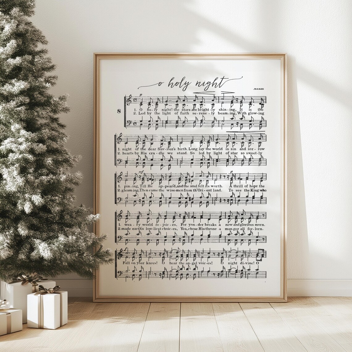 Elegant O Holy Night Vintage Christmas Carol Sheet Music Poster - Image 3