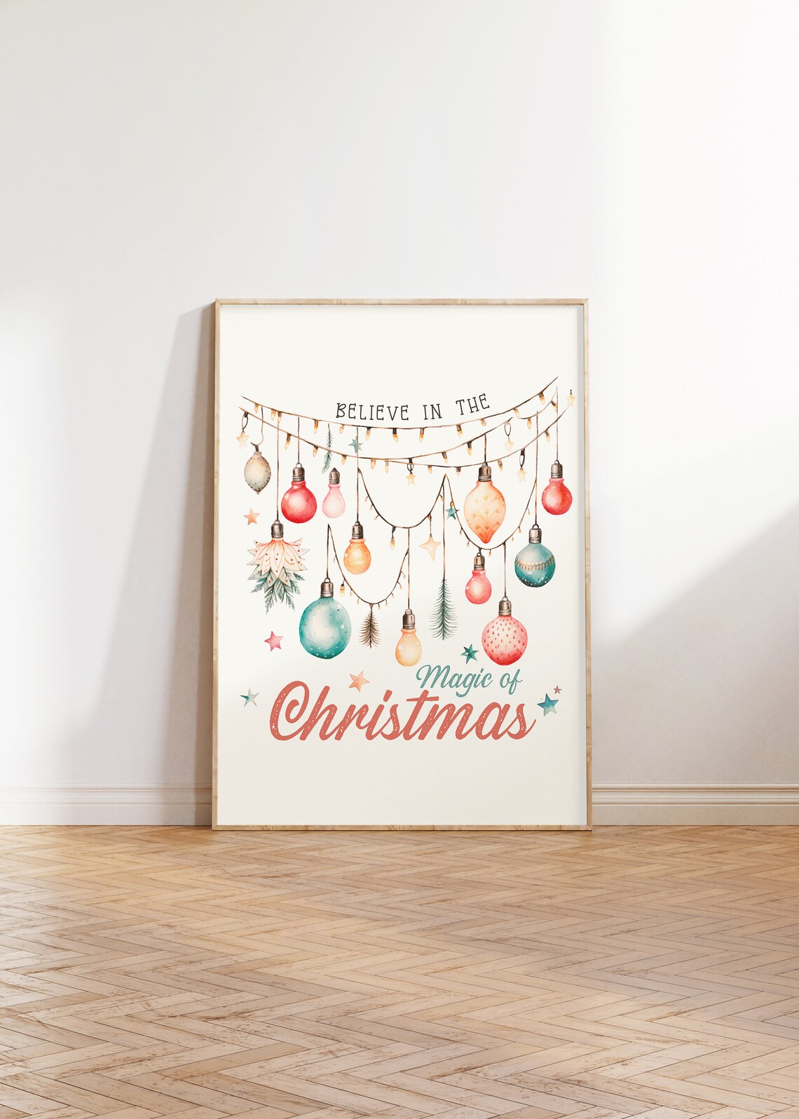 Believe in the Magic of Christmas Watercolor Ornaments Poster - Image 3