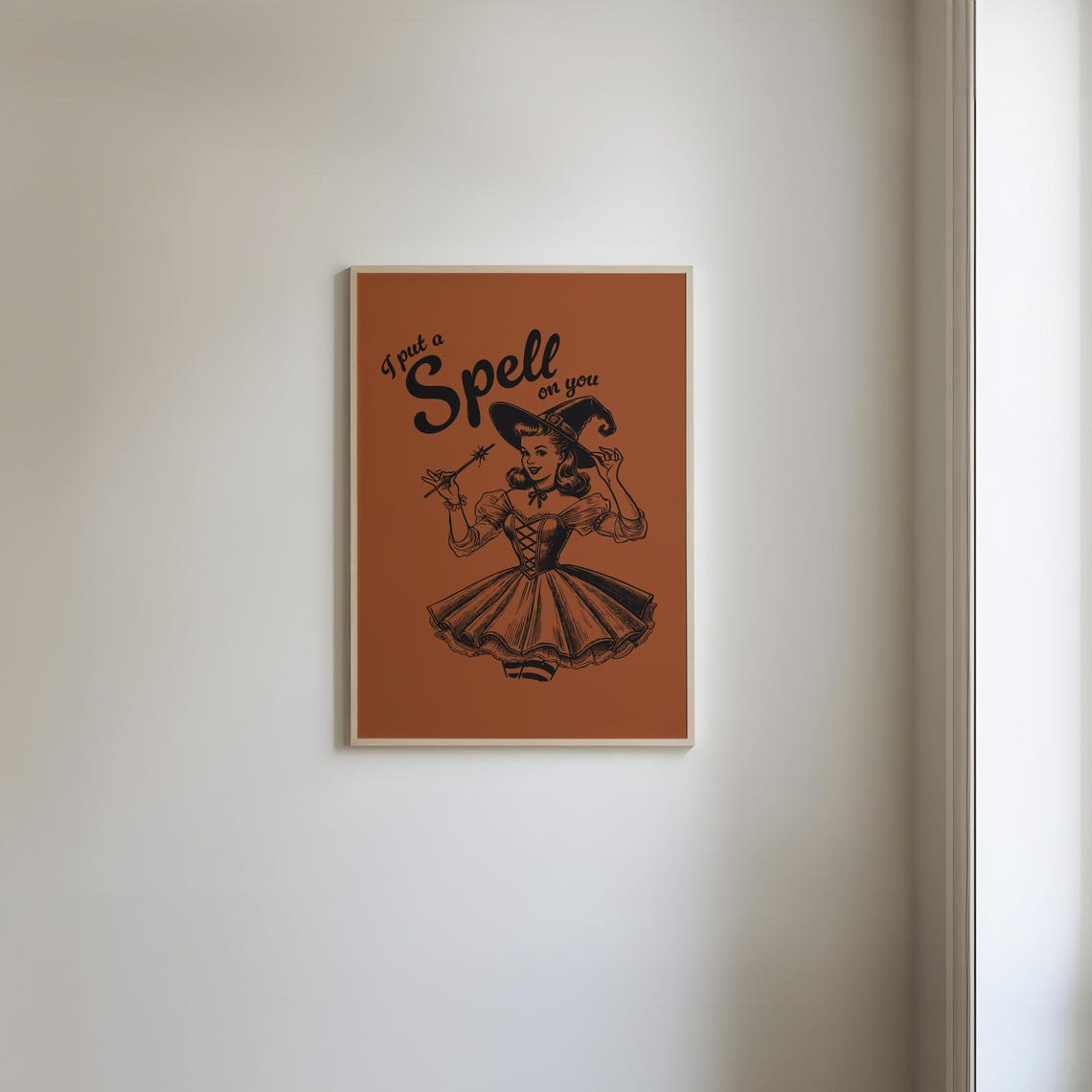 I Put a Spell on You Retro Witch Burnt Orange Halloween Poster - Image 3