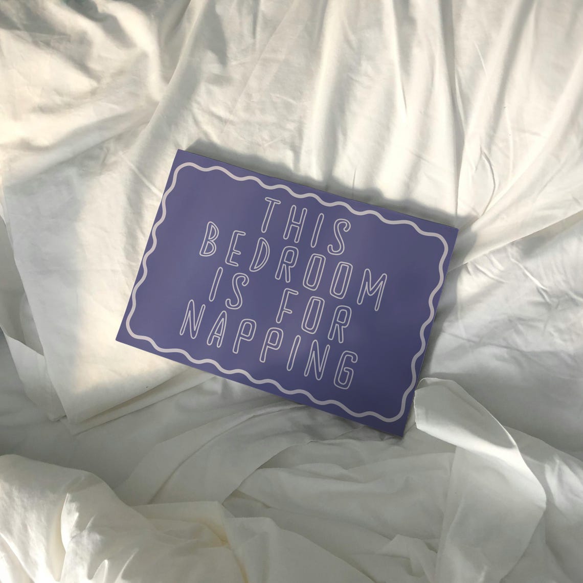 This Bedroom Is For Napping Navy White Outline Typography Poster - Image 2