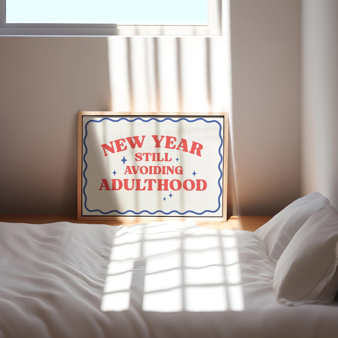 New Year Still Avoiding Adulthood Humorous Retro Quote Poster - Image 2