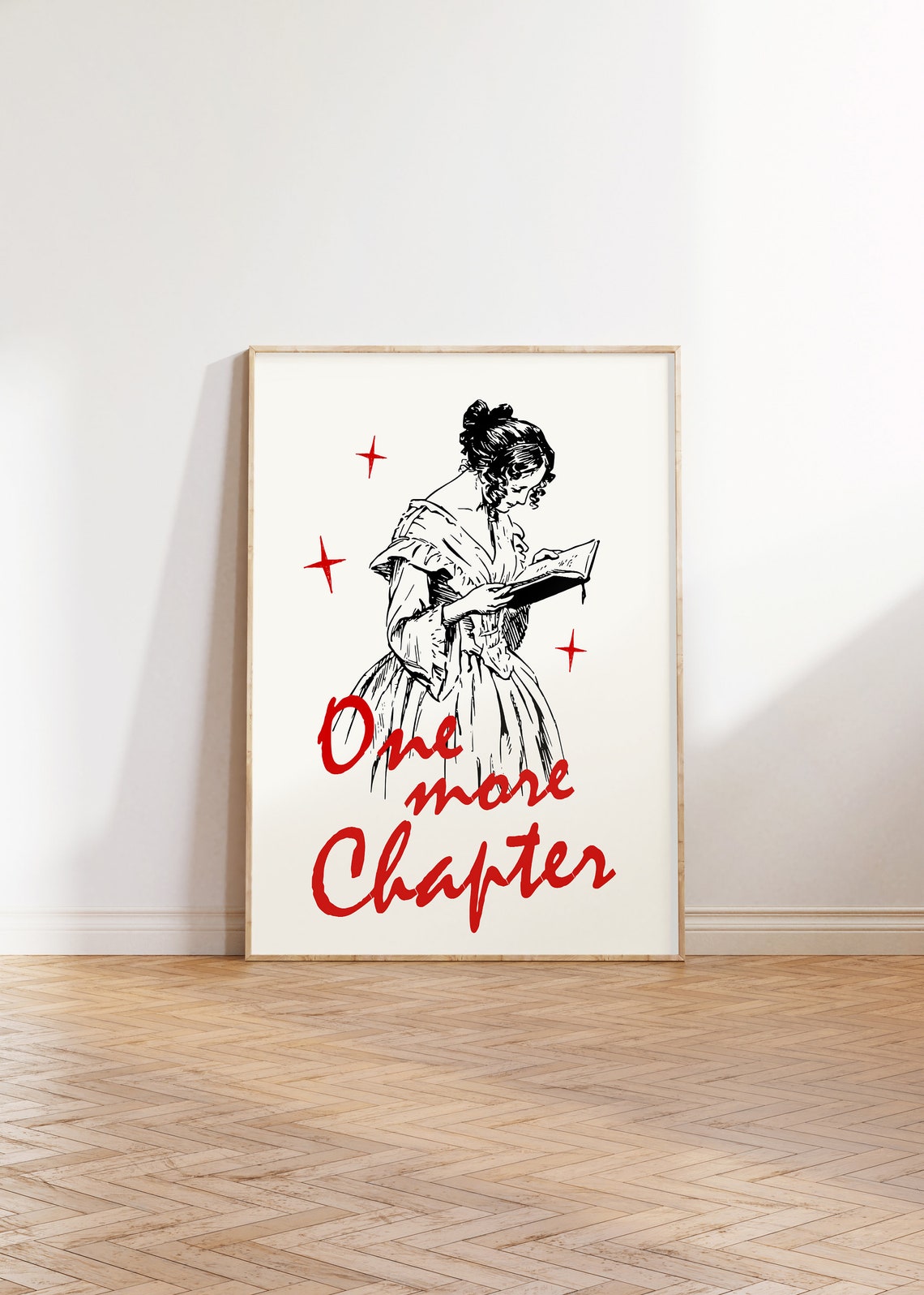 One More Chapter Vintage Woman Reading Bookish Aesthetic Wall Poster - Image 2