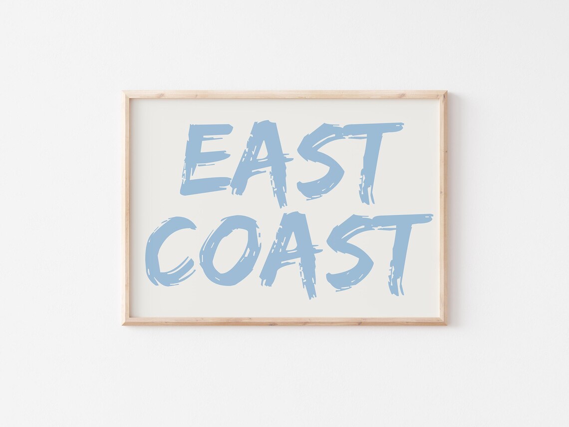 East Coast Blue Brush Lettering Wide Coastal Quote Decor Poster - Image 5