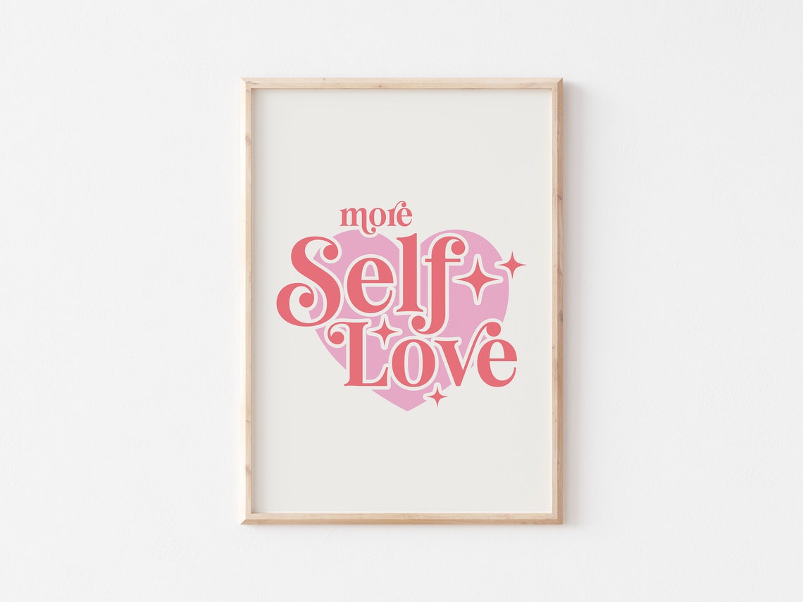 More Self Love Script Quote On Pink Heart Sparkle Affirmation Poster - Image 5