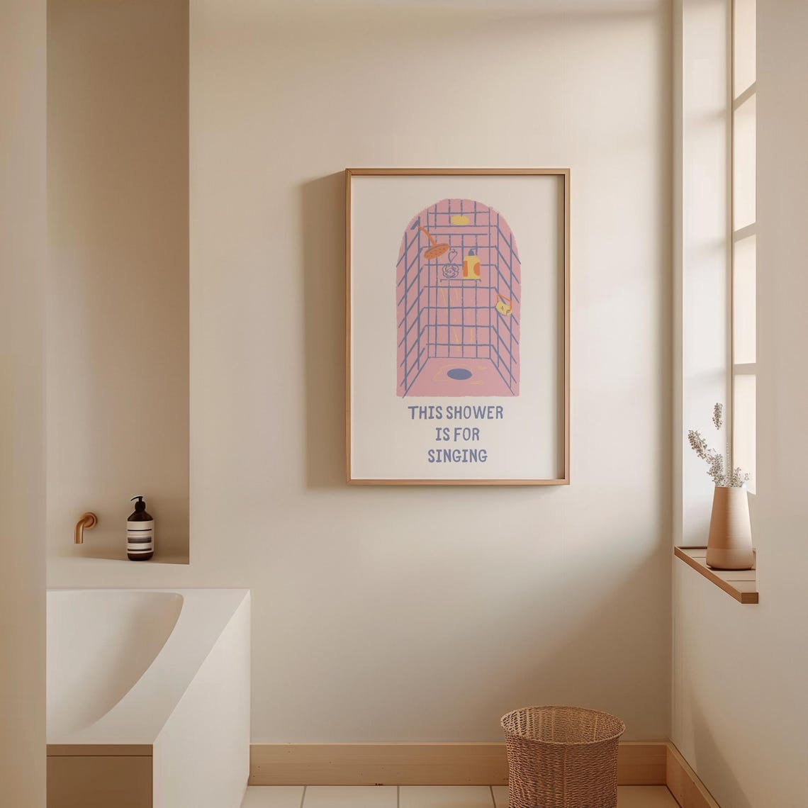 This Shower Is For Singing Pastel Shower Illustration Poster - Image 2