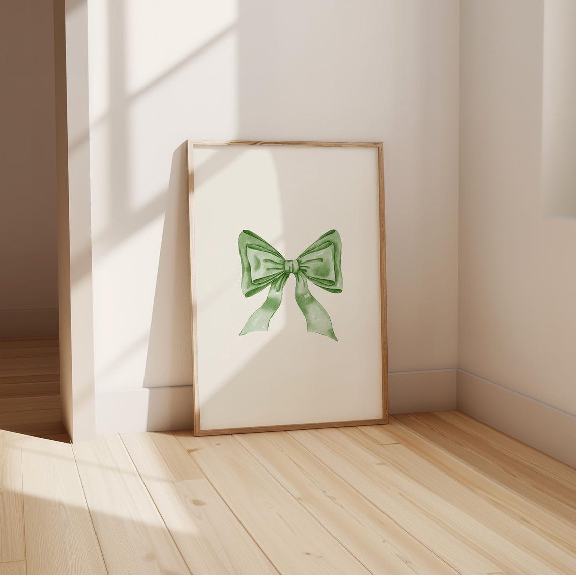 Light Green Ribbon Watercolor Bow Balletcore Room Decor Poster - Image 2