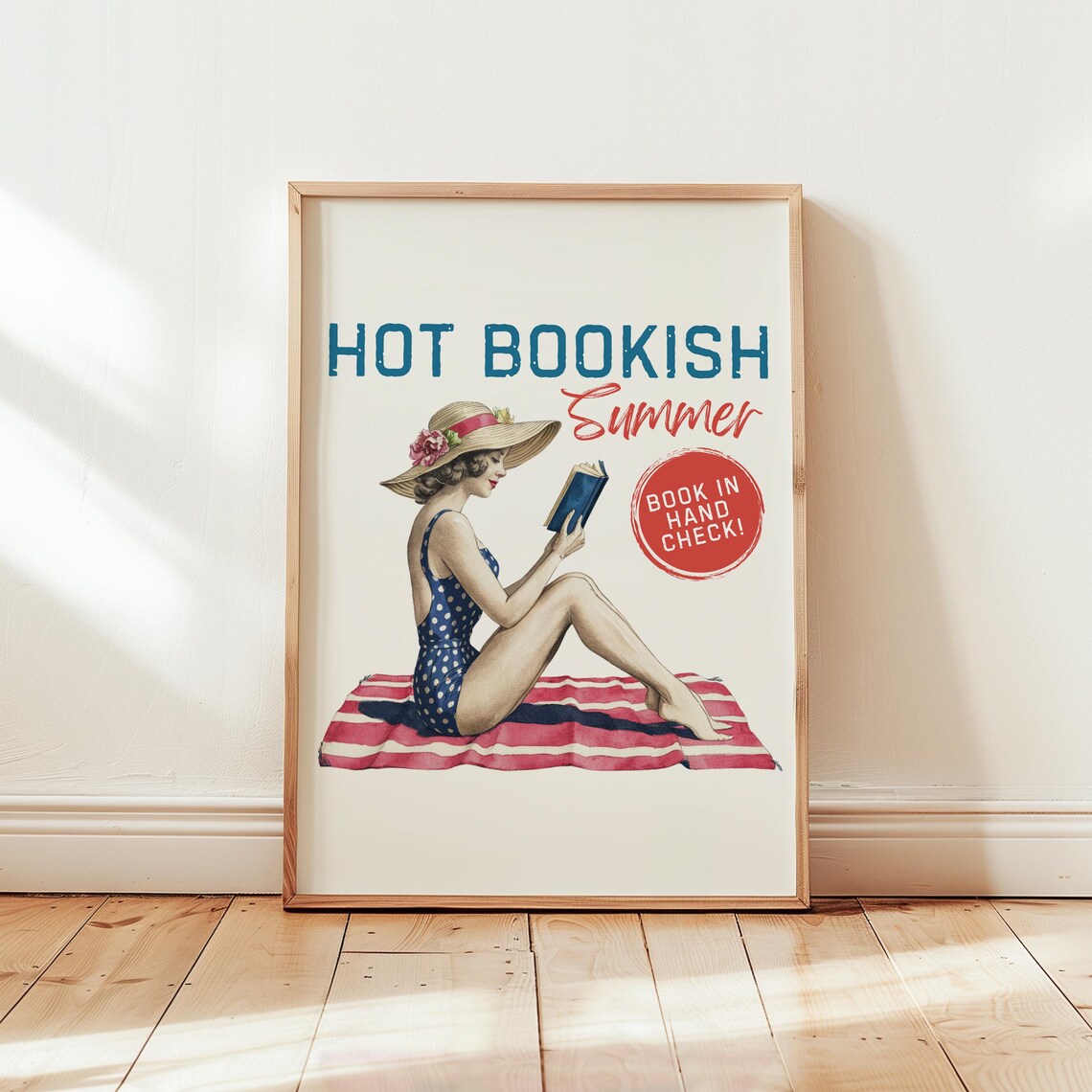 Hot Bookish Summer Retro Pinup Beach Reading Swimsuit Poster - Image 4