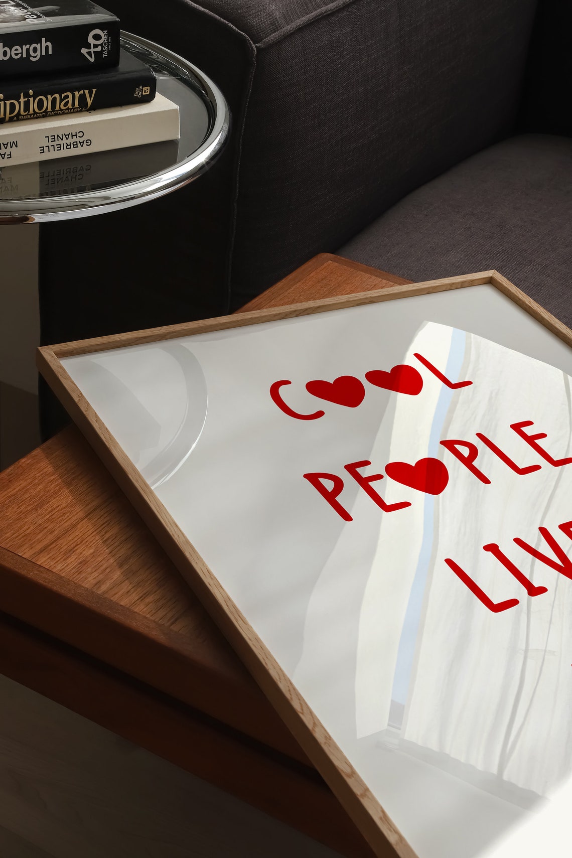 Cool People Live Here Red Heart Lettering Fun Quote Wall Art - Image 4