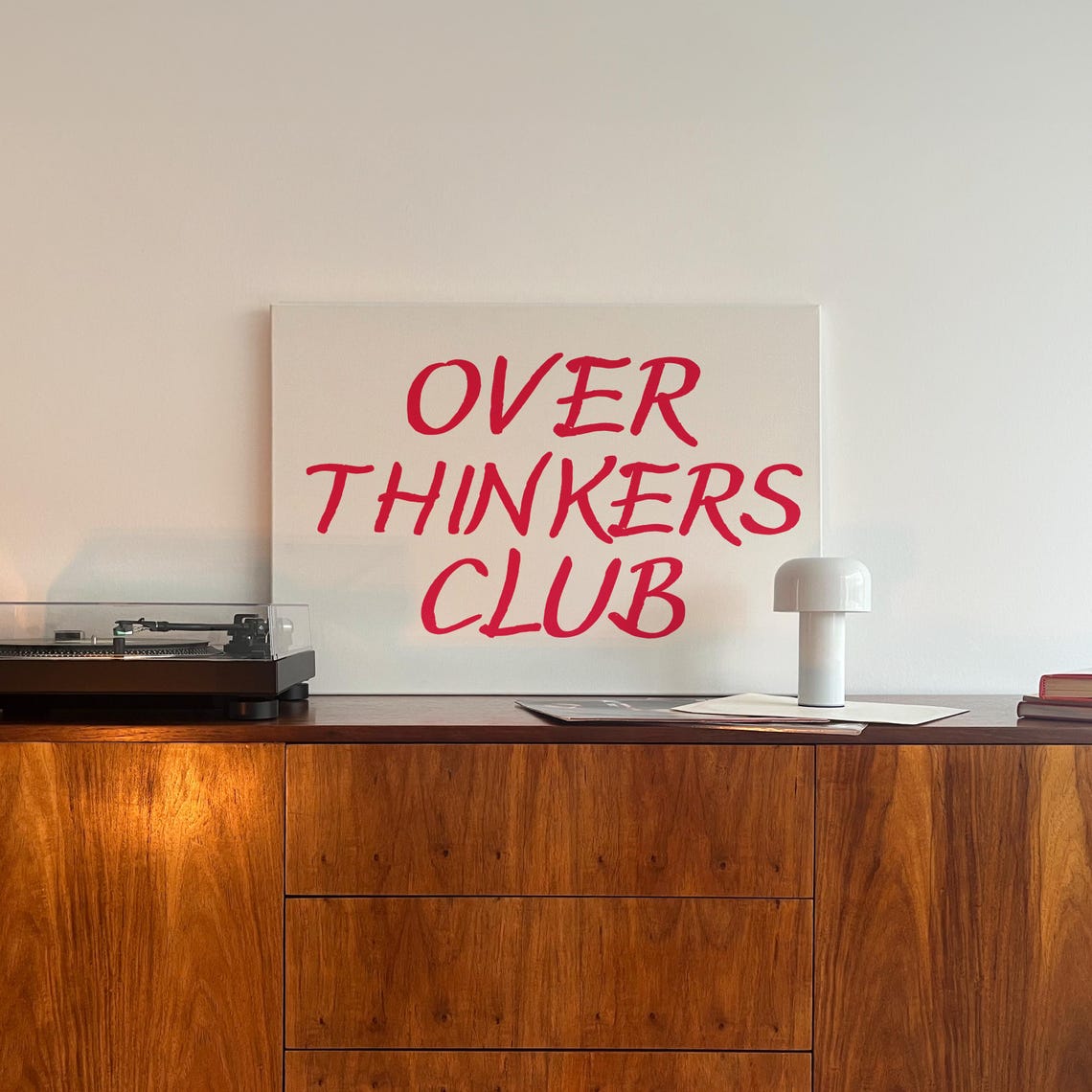 Red Script Over Thinkers Club Funny Quote Typography Art Poster - Image 4