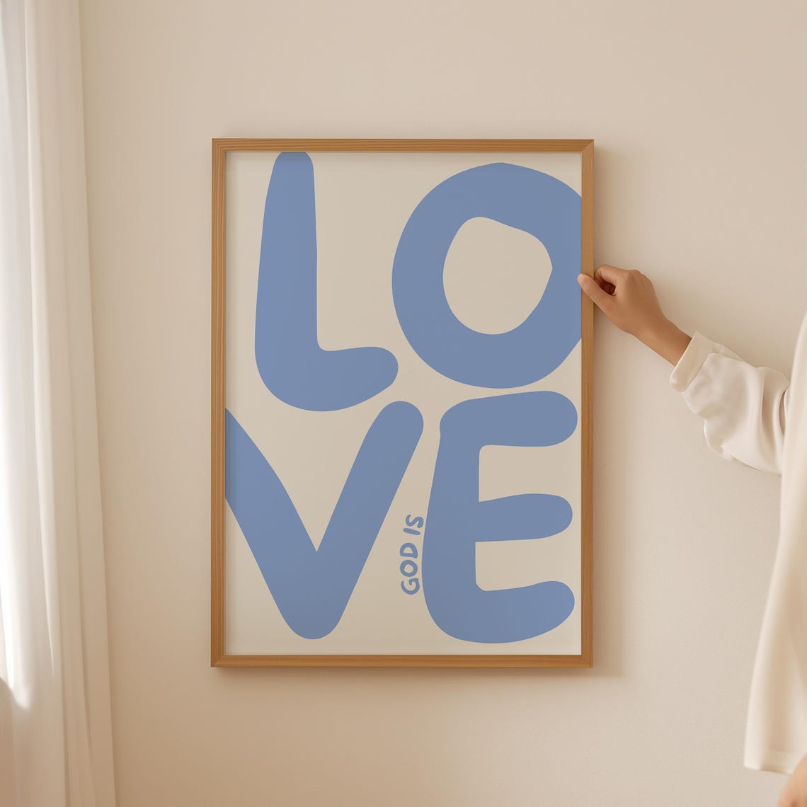 God Is Love Rounded Blue Lettering Modern Christian Decor Poster - Image 3