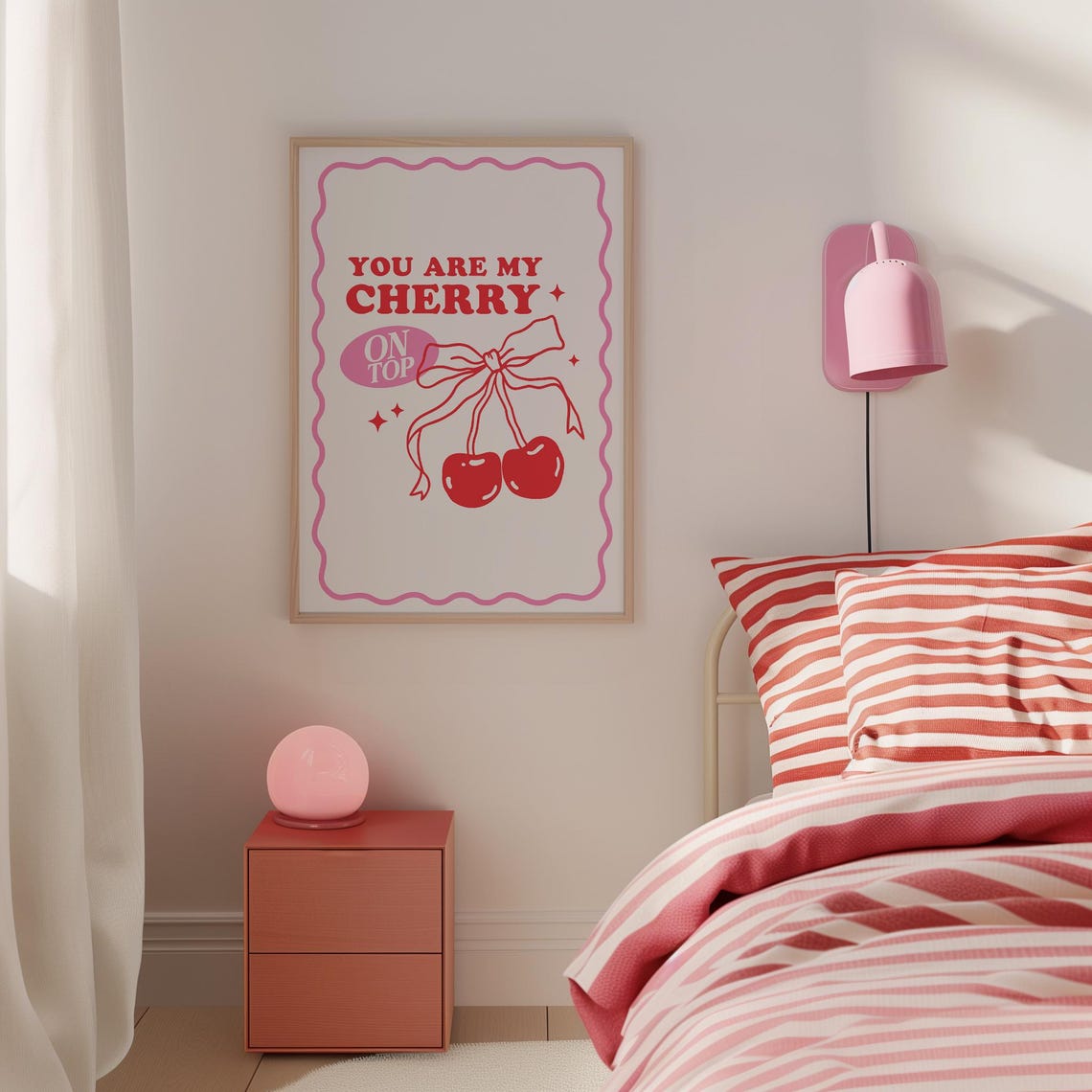 You Are My Cherry On Top Cute Sweet Retro Valentine Love Poster - Image 3