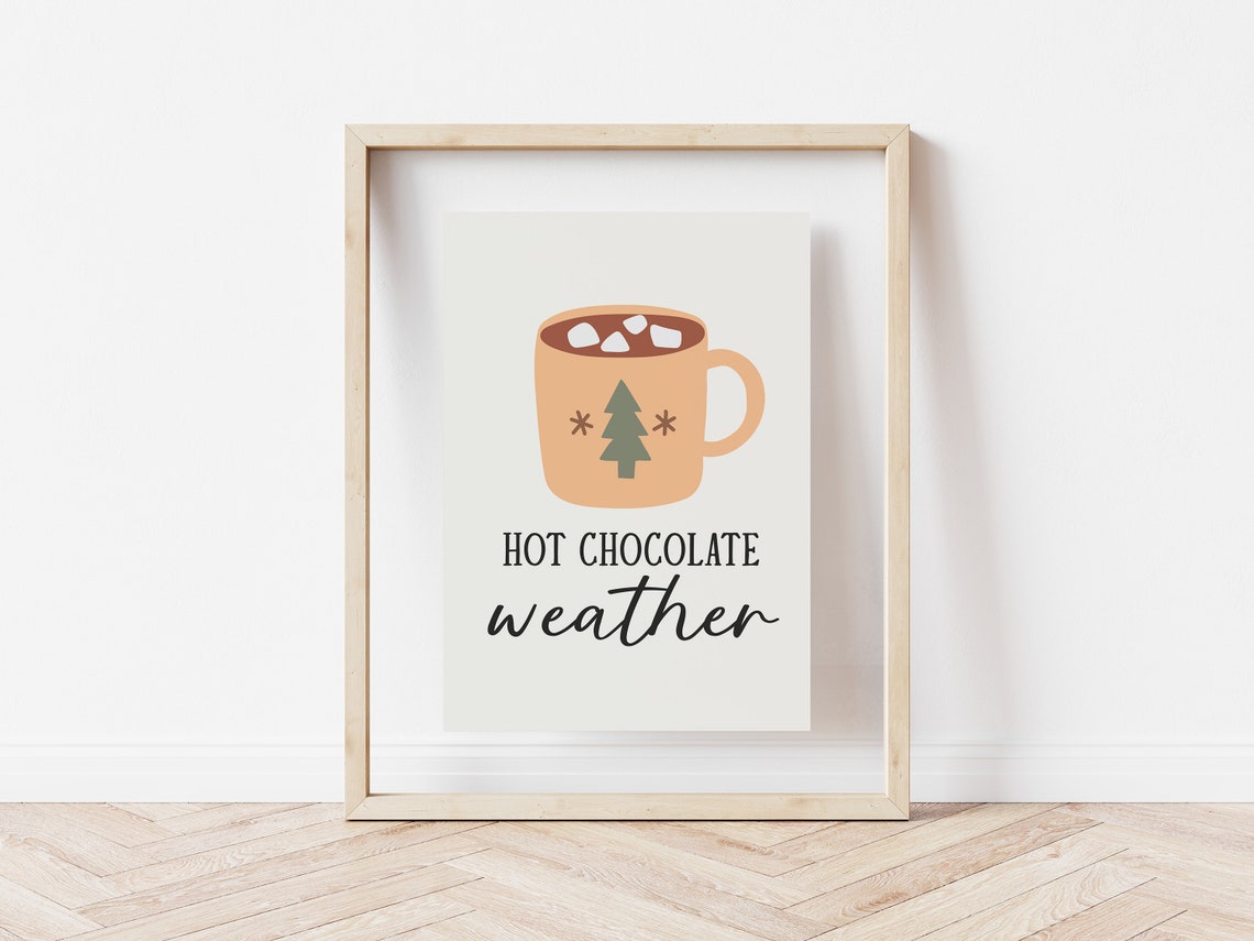 Hot Chocolate Weather Cozy Cocoa Mug Nordic Style Christmas Poster - Image 5