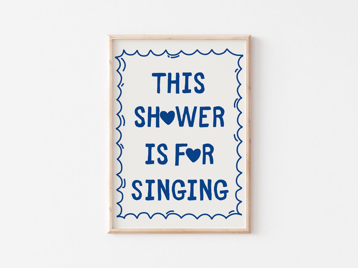This Shower Is for Singing Navy Funny Bathroom Singing Quote Poster - Image 3