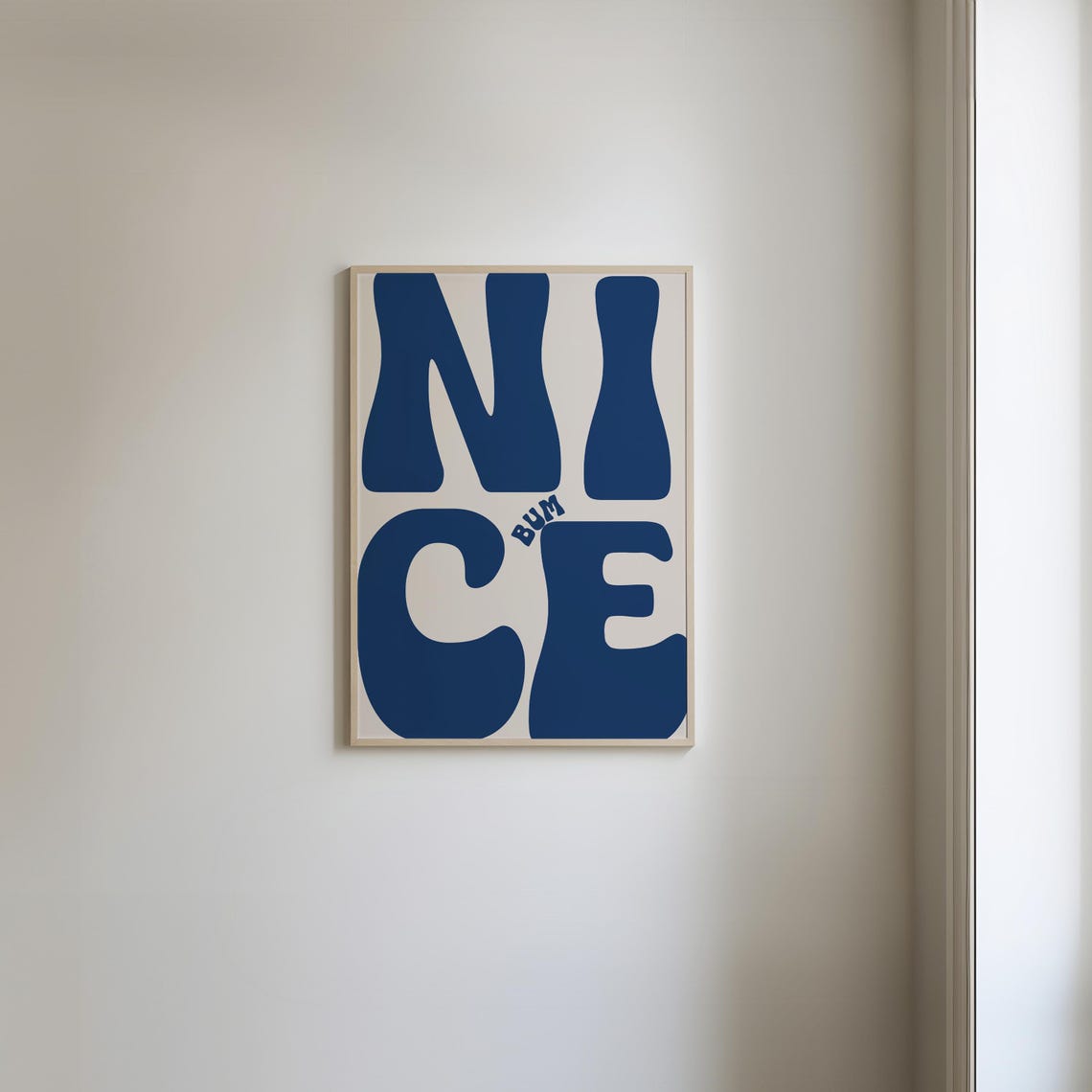 Nice Bum Bold Navy Typography Funny Bathroom Statement Poster - Image 4