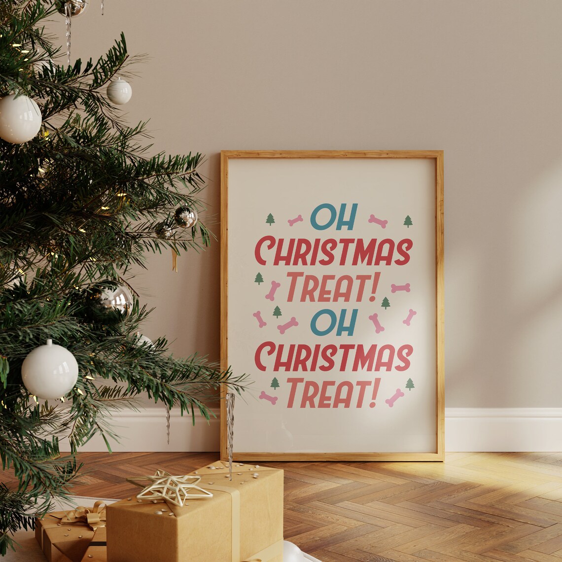 Oh Christmas Treat Dog Treat Themed Christmas Typography Poster - Image 4