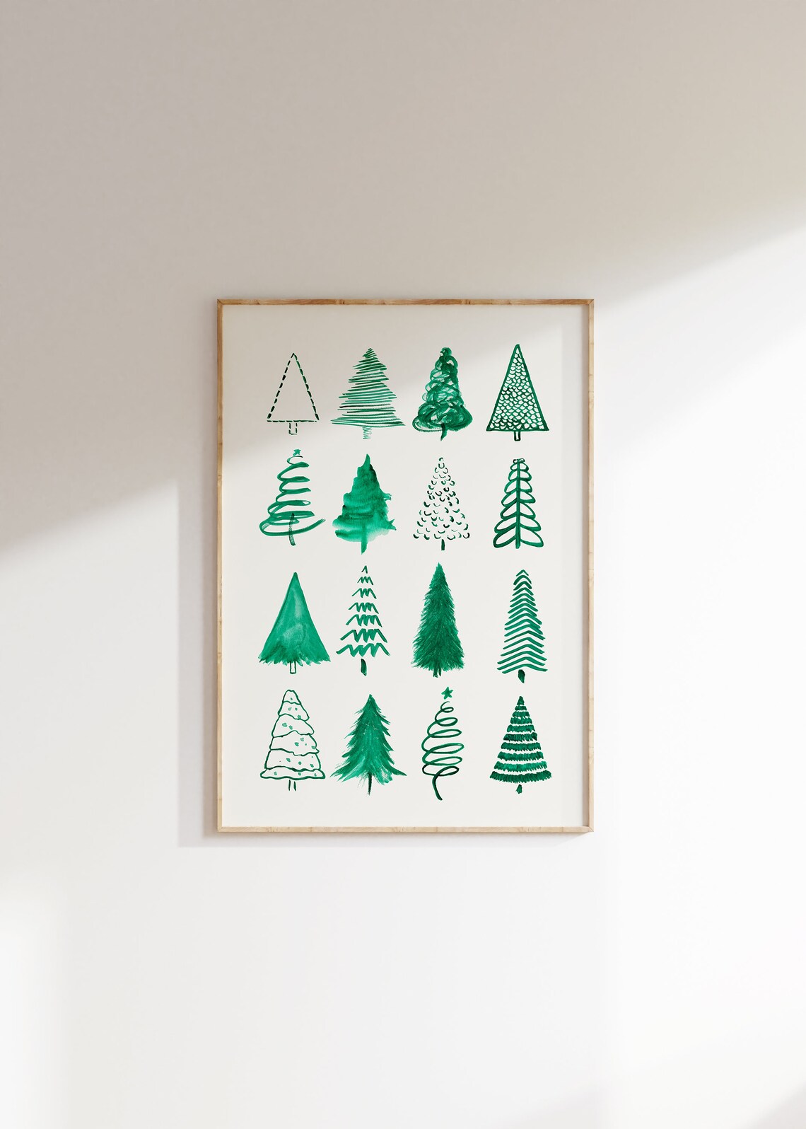 Hand Drawn Pine Trees Christmas Doodle Minimalist Art Poster - Image 2