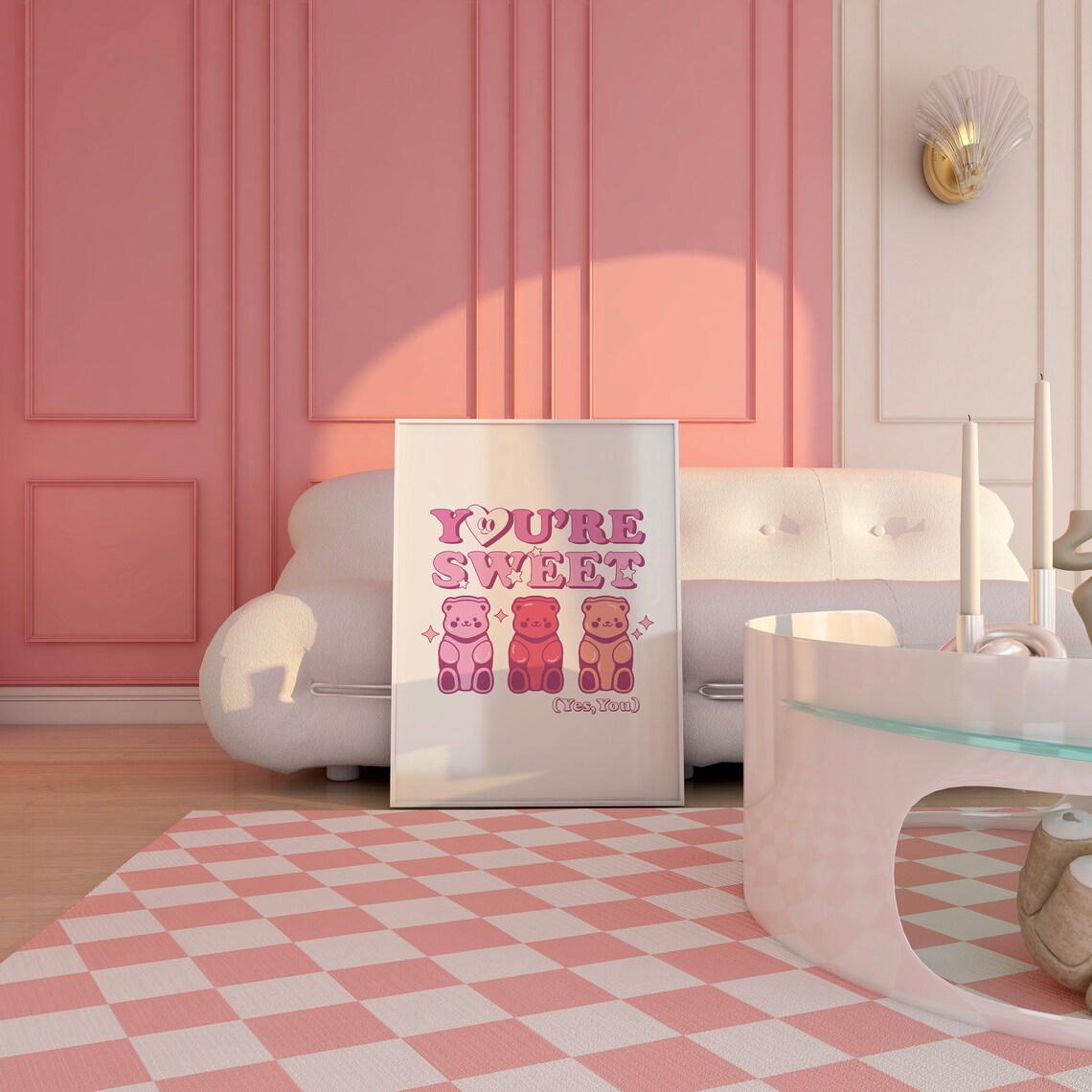 You're Sweet Yes You Pink Gummy Bears Valentine Quote Poster - Image 4