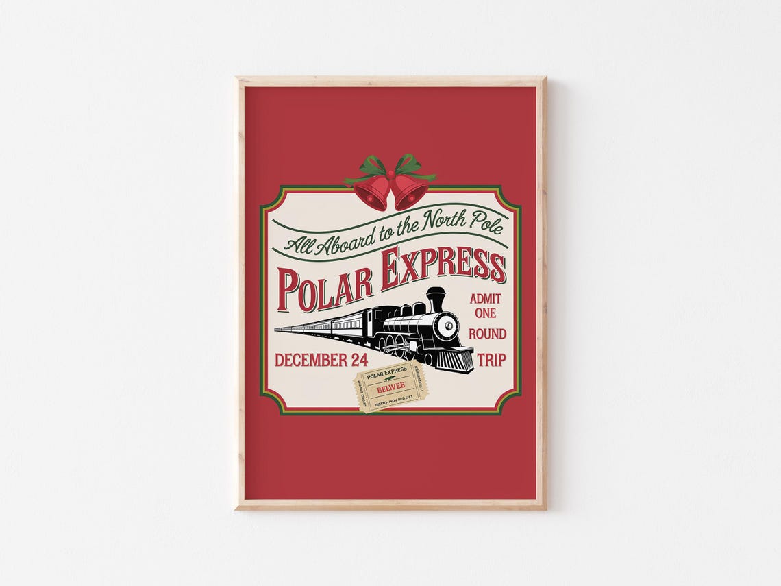 Polar Express North Pole Ticket Vintage Christmas Train Sign Poster - Image 3