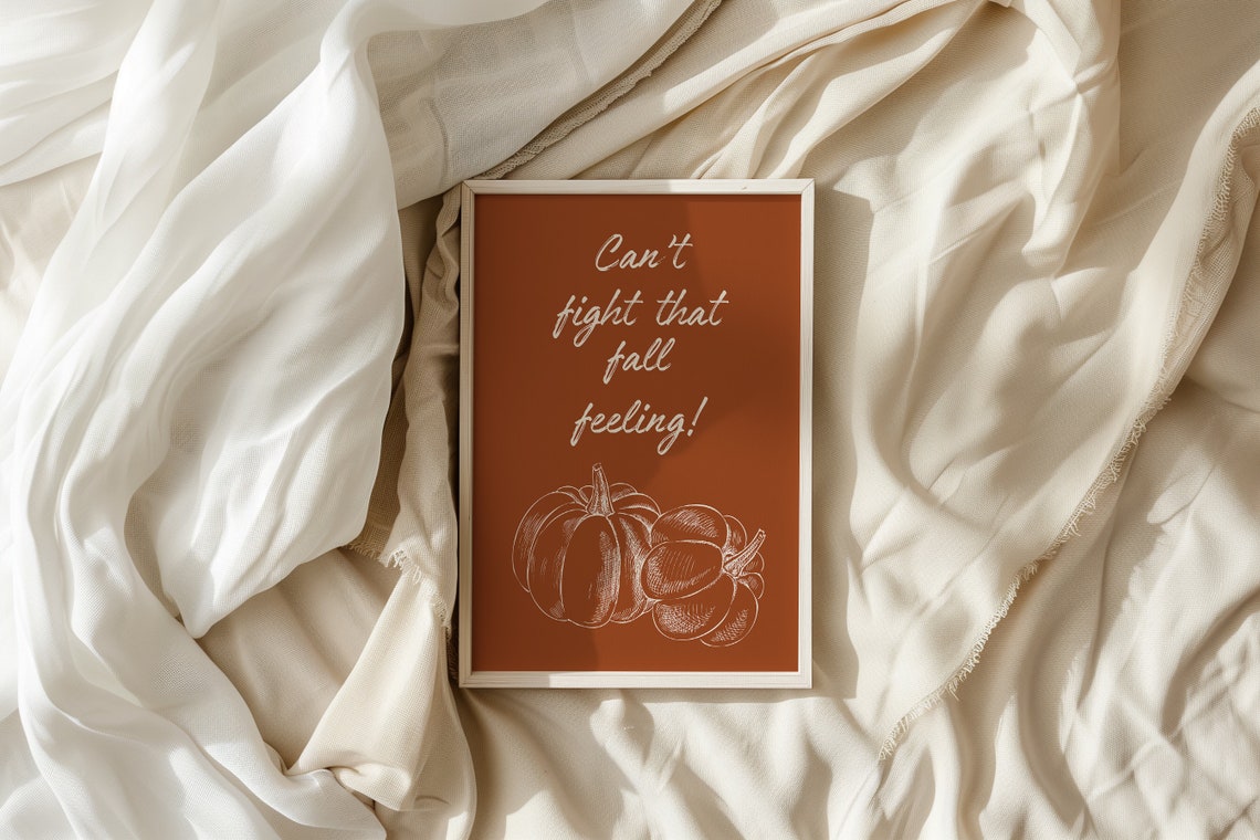 Can't Fight That Fall Feeling Rust Pumpkin Script Typography Poster - Image 4