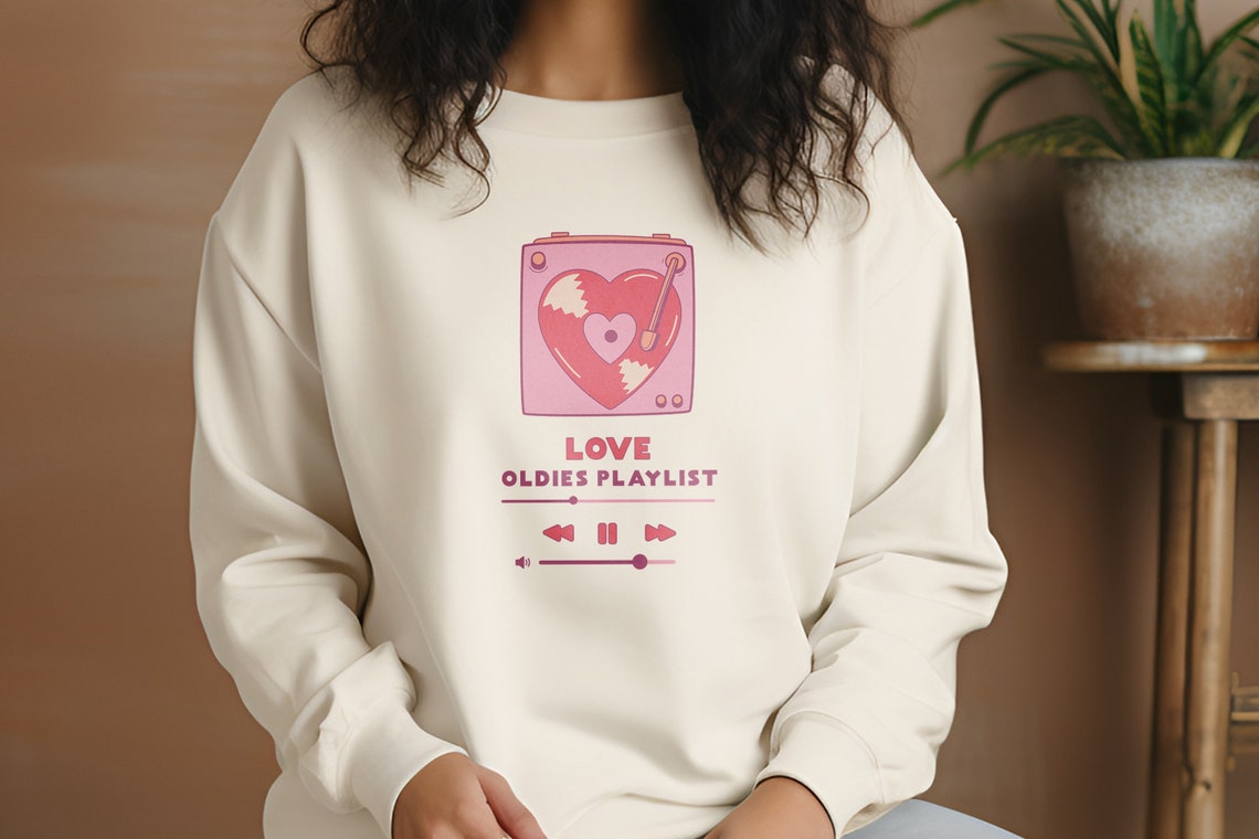 Love Oldies Playlist Pink Record Player Heart Retro Valentine Poster - Image 3