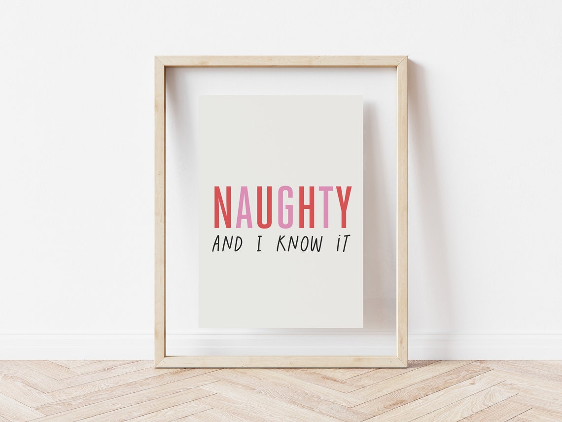 Naughty And I Know It Funny Christmas Quote Typography Poster - Image 5