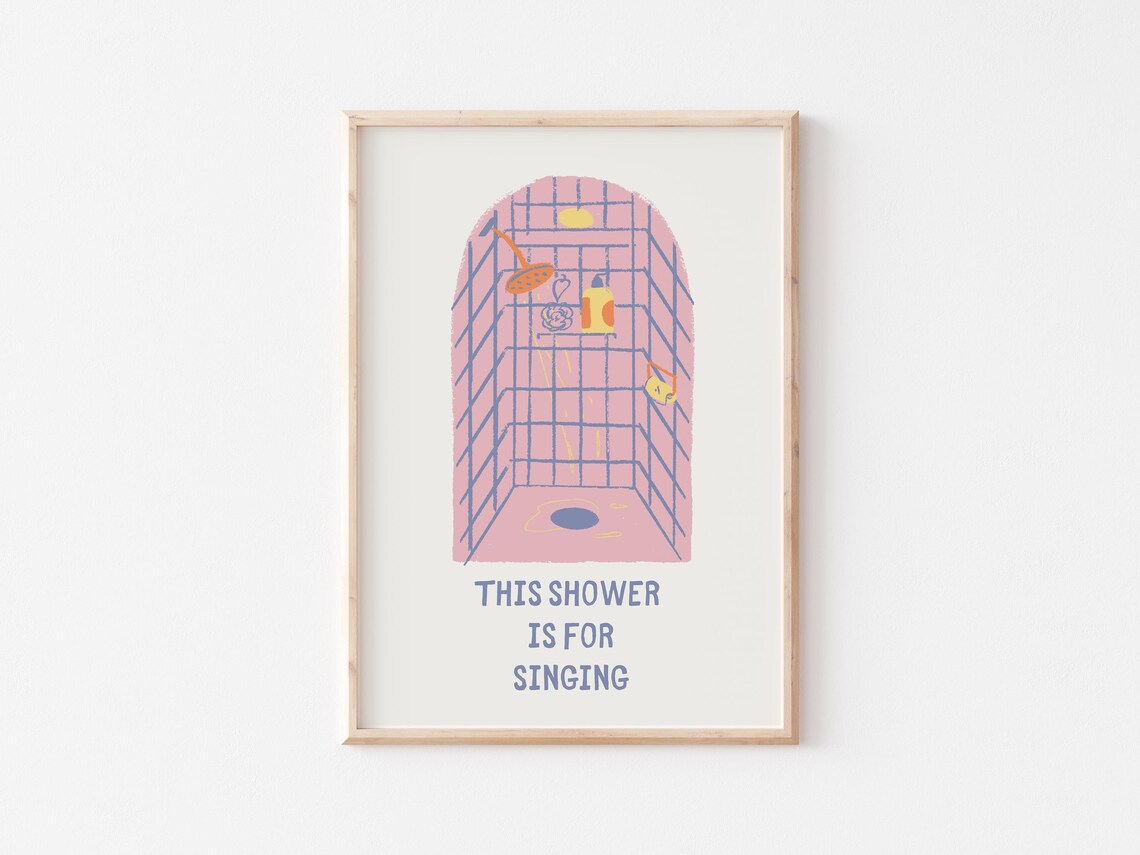 This Shower Is For Singing Cute Bathroom Prints Trendy Bathroom Wall Art Girly Bathroom Decor Pink Bathroom Art - Image 3