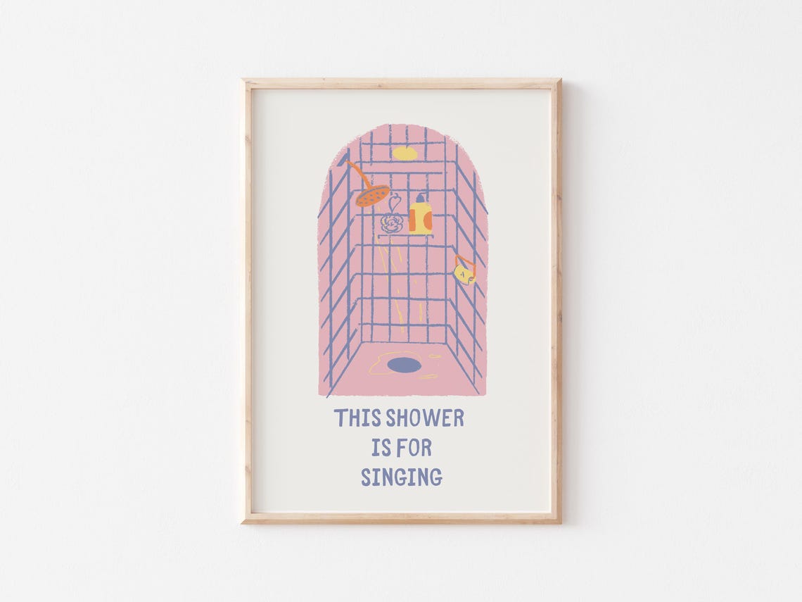 This Shower Is For Singing Pastel Shower Illustration Poster - Image 3