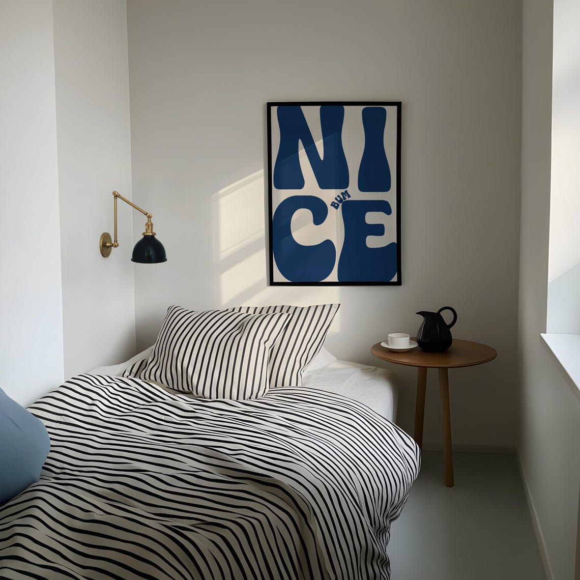 Nice Bum Bold Navy Typography Funny Bathroom Statement Poster - Image 2