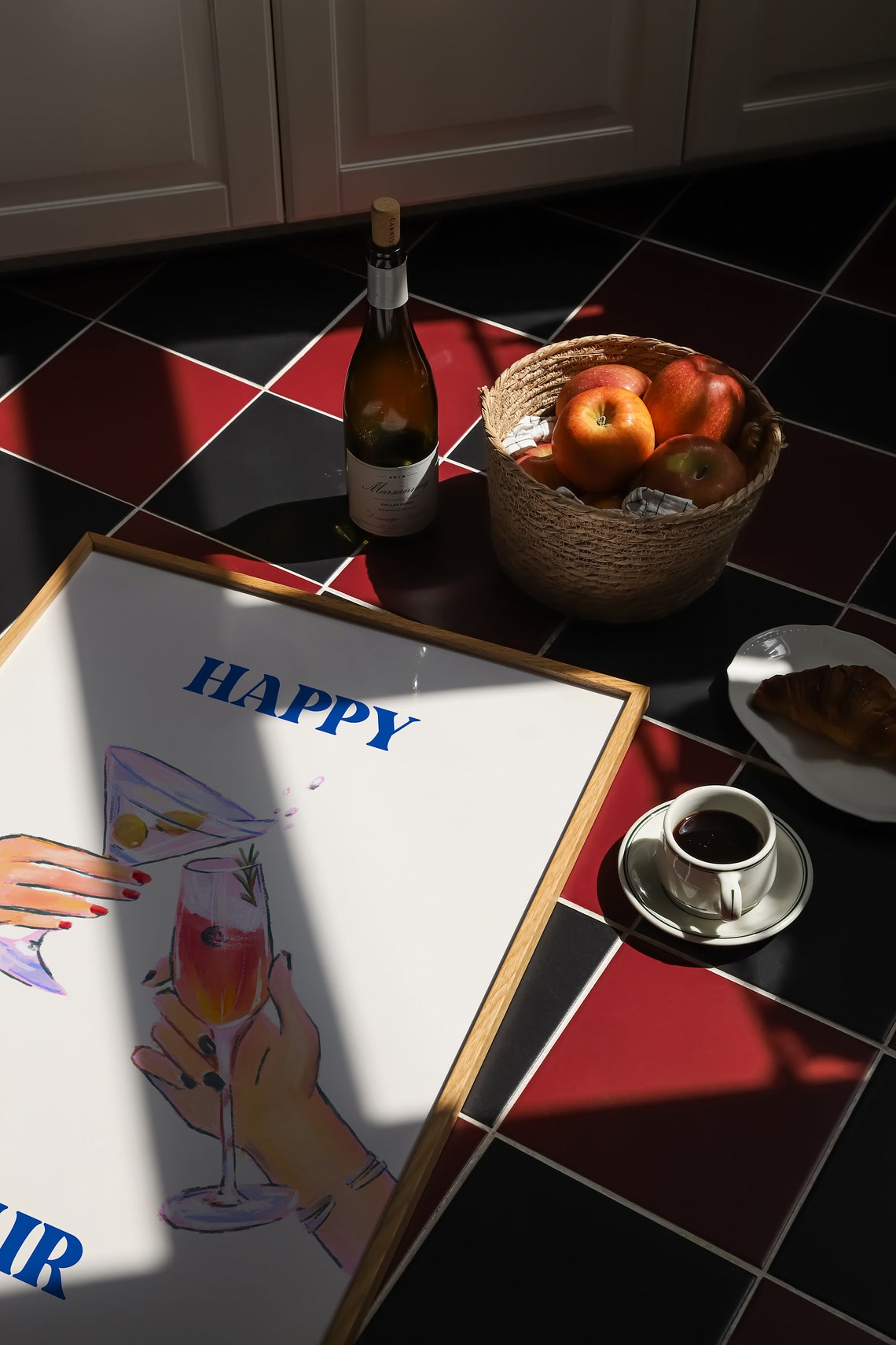 Happy Hour Martini and Spritz Toast Hands Blue Cocktail Bar Poster - Image 3