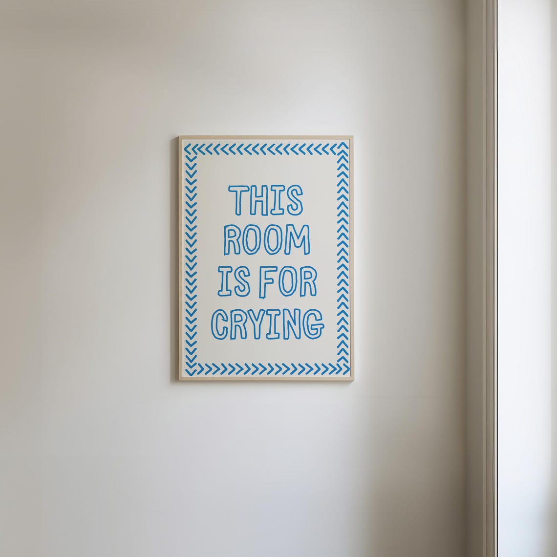 This Room Is For Crying Blue Chevron Mental Health Quote Poster - Image 4