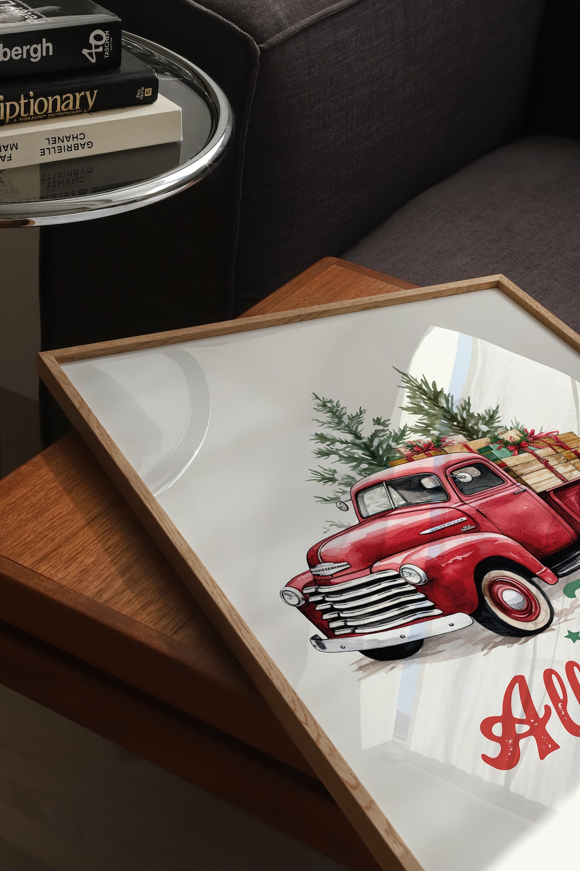 Jingle All the Way Red Vintage Truck Christmas Farmhouse Poster - Image 5