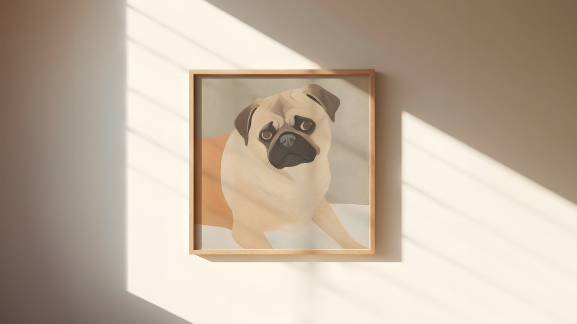 Fawn Pug Close-Up Portrait Poster with Soft Muted Color Palette - Image 4