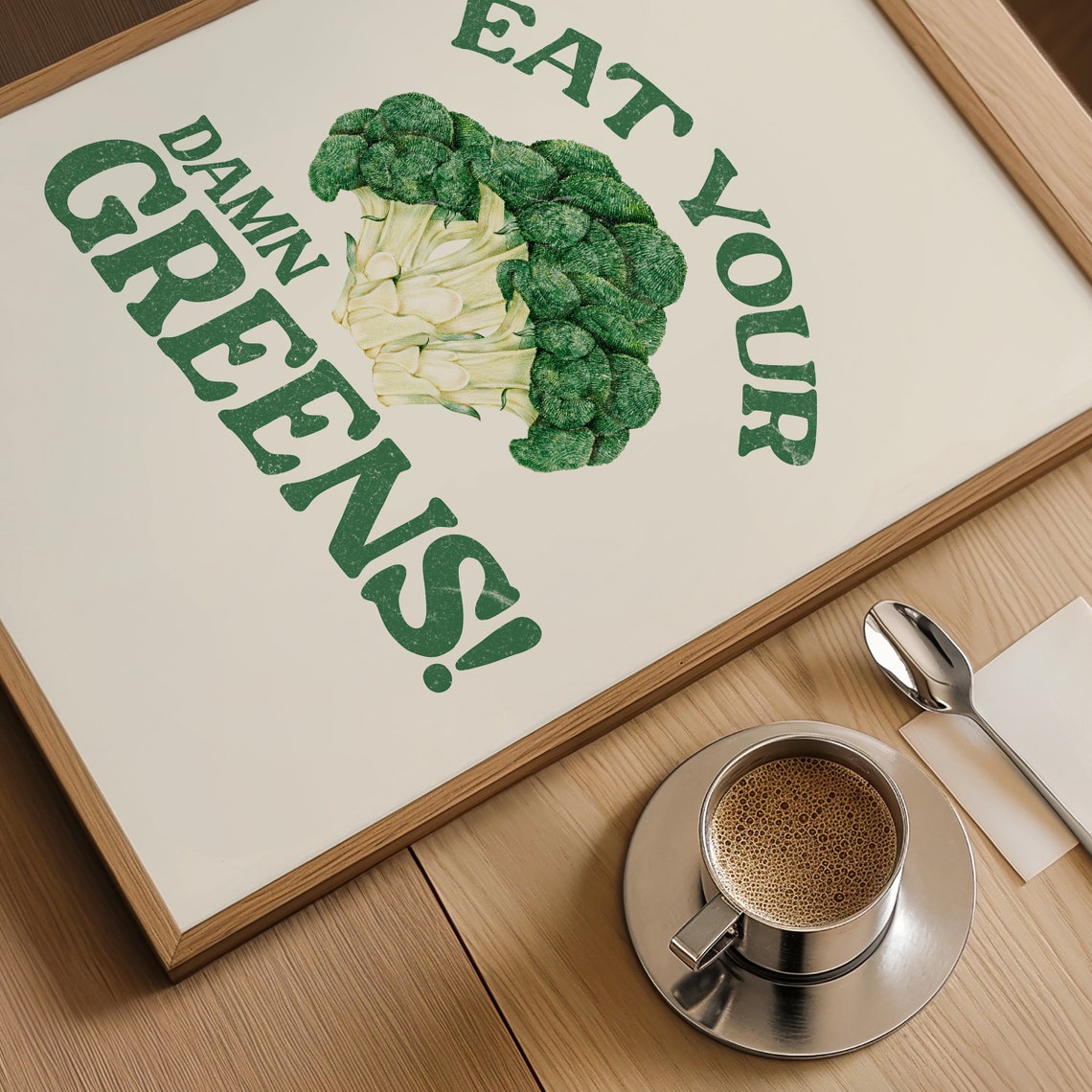 Eat Your Damn Greens Broccoli Vertical Funny Kitchen Quote Poster - Image 4