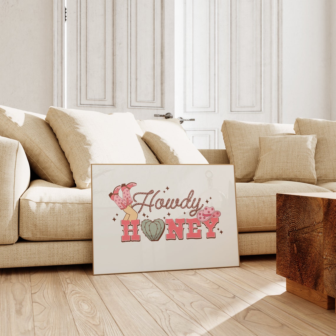 Howdy Honey Rope Script Cactus Heart Western Valentine Art Poster - Image 4