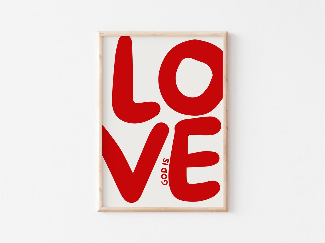 God Is Love Bold Red Typography Modern Faith Christian Poster - Image 2